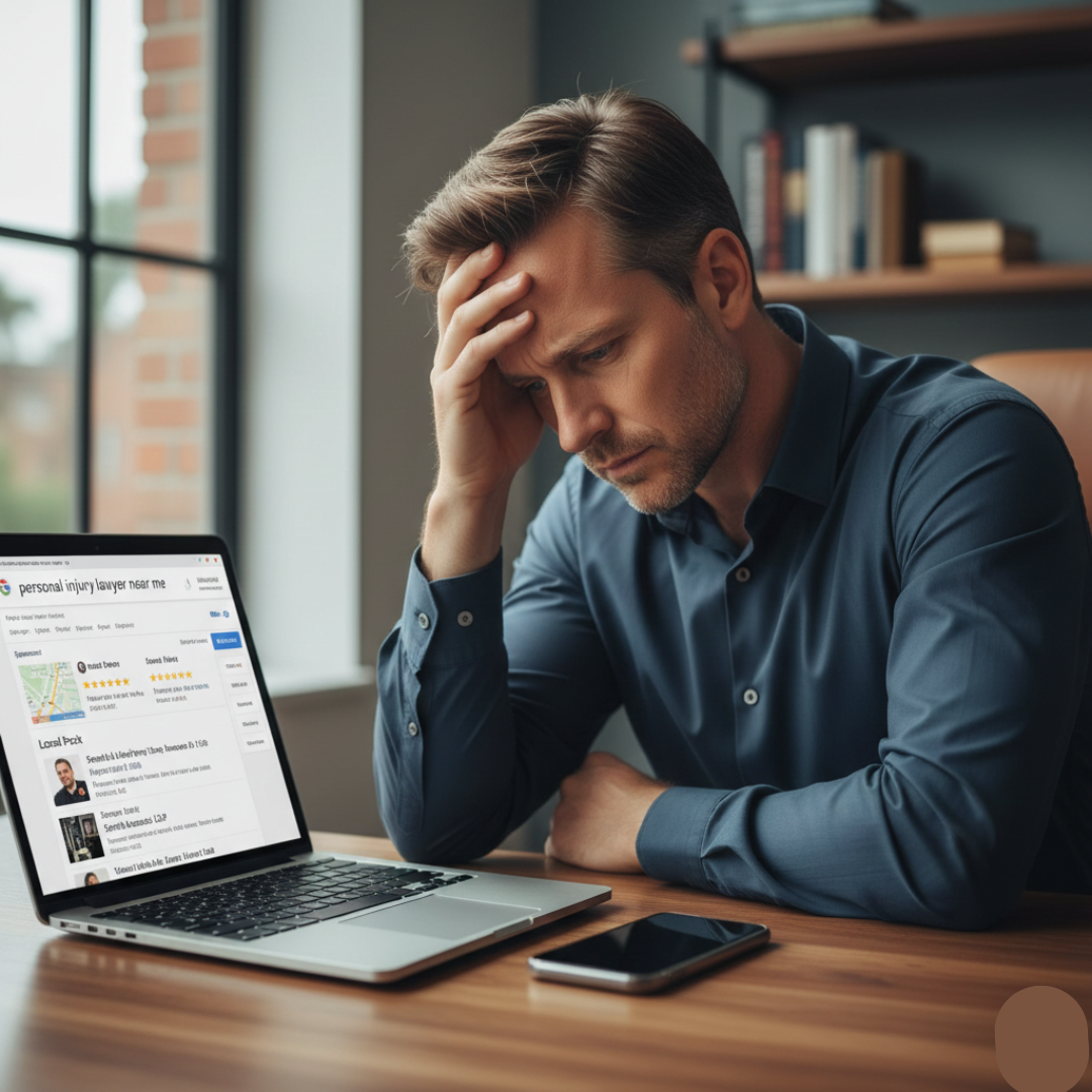 Family law client searching for a divorce attorney through a specialized family law SEO company